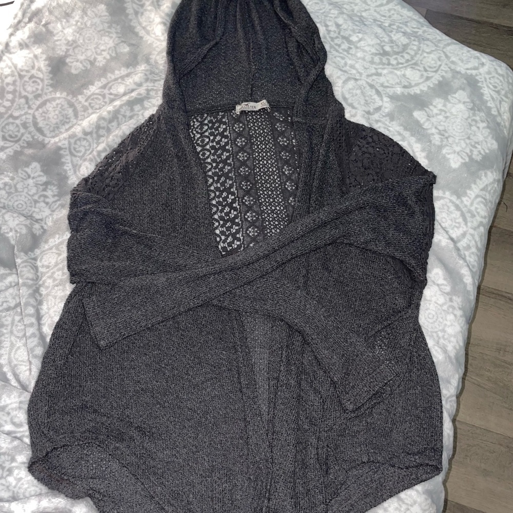 Hollister Y2K Charcoal Hooded Cardigan